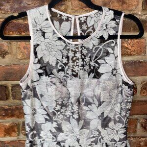 Tan Black Lace Sleeveless A-Line Mini